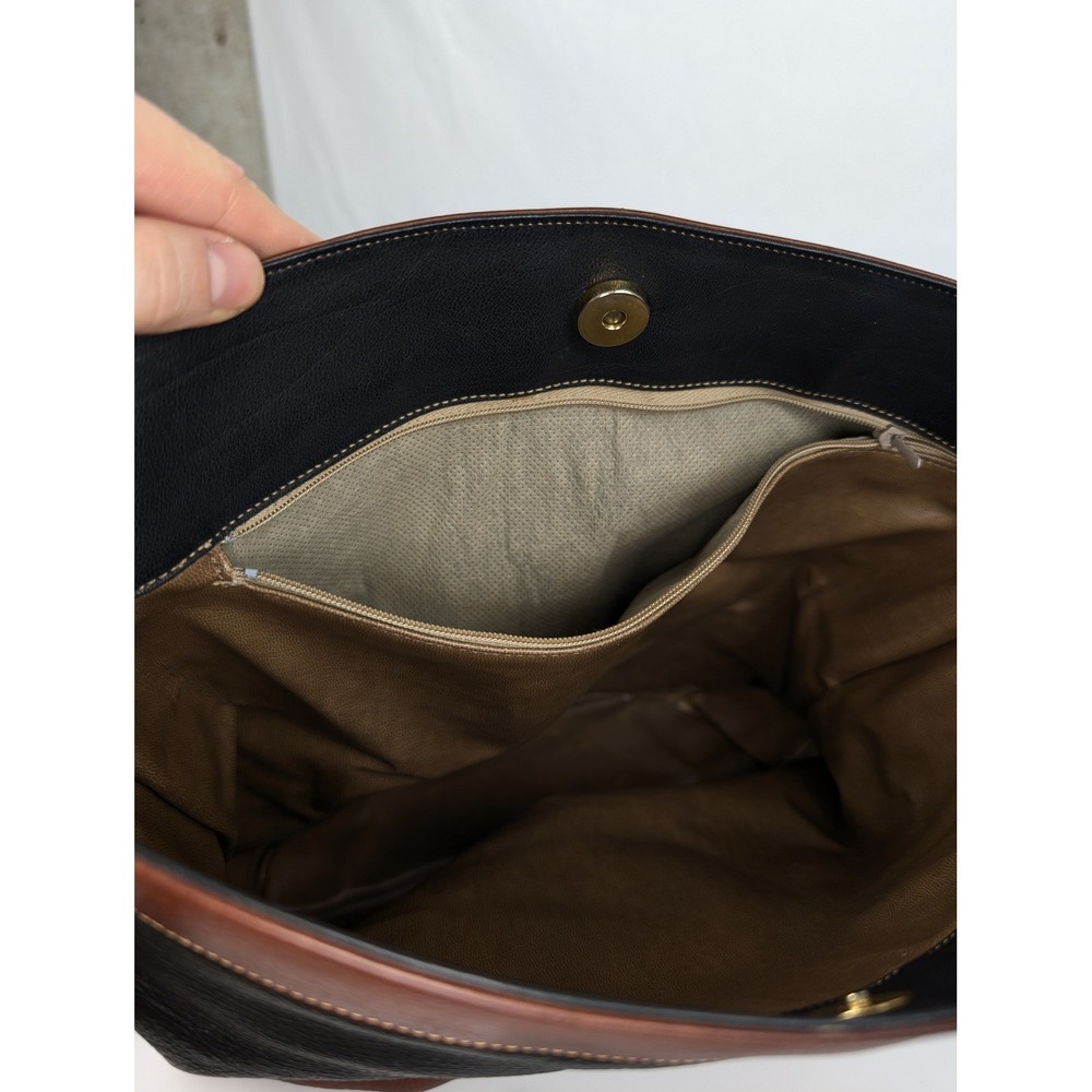 DG Monogram Leather Hobo Shoulder Bag Black Brown Two Tone Quiet Luxury Boho Y2K - Picture 11 of 12